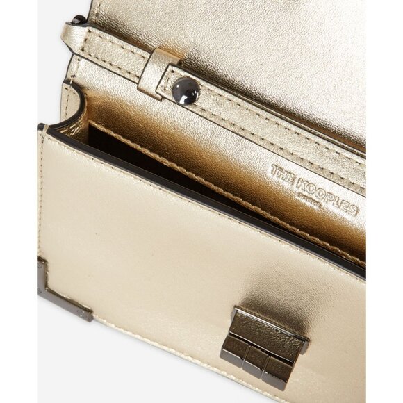 NWT The Kooples Small Emily Champagne Gold Leather Clutch Wallet Chain Strap - Picture 2 of 10